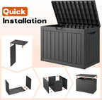 Outdoor Resin Deck Storage Box, 50 Gallon Black - In use