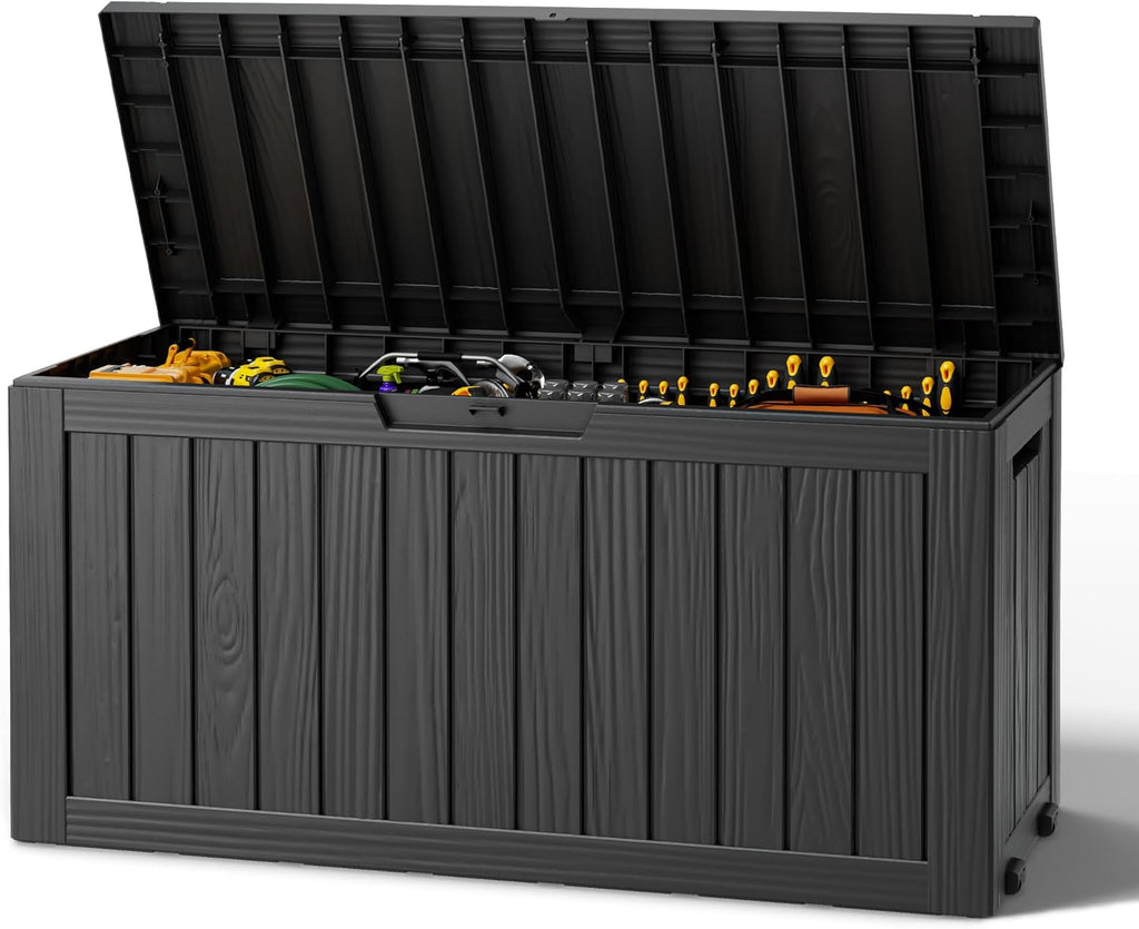 Outdoor Resin Deck Storage Box, 85 Gallon Black