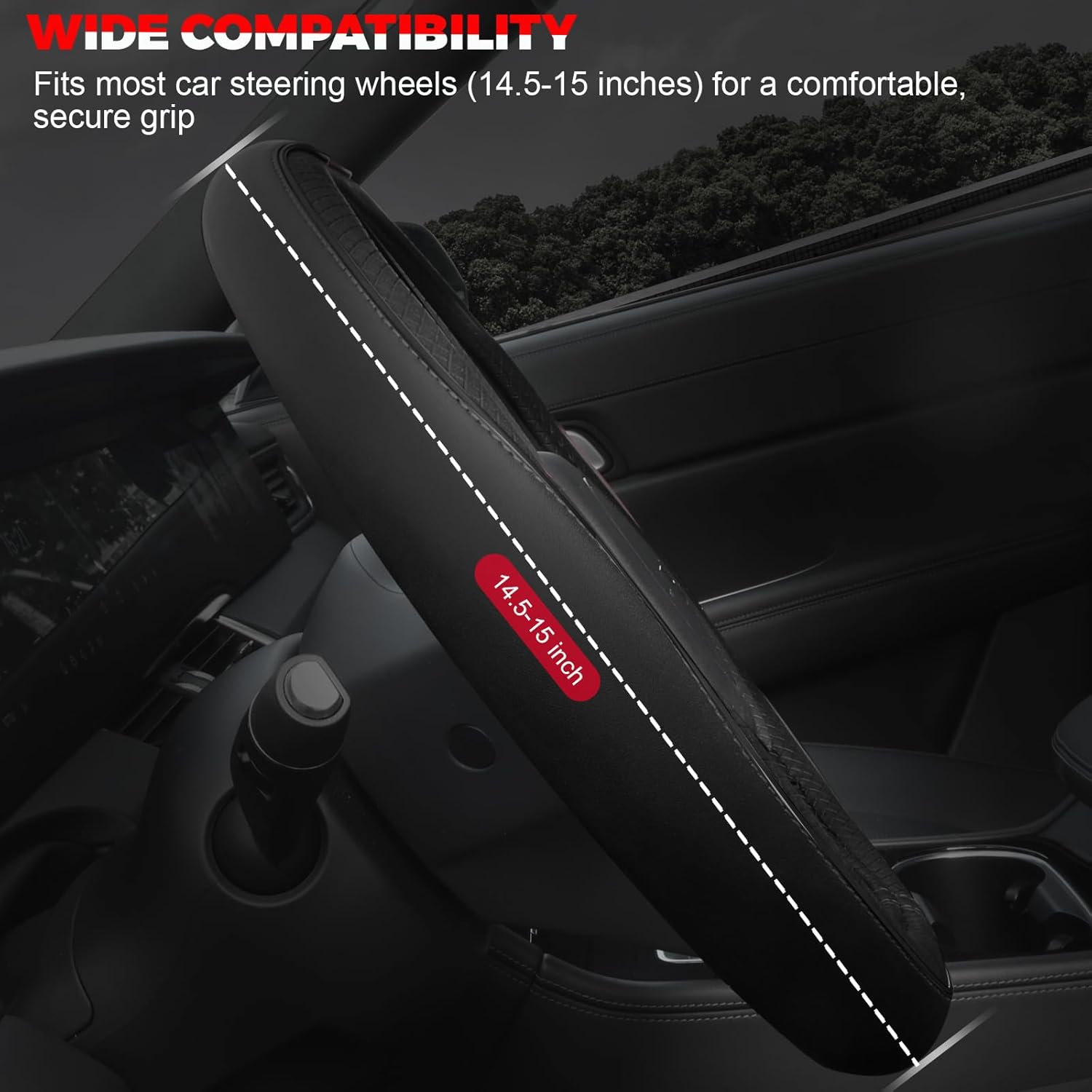 Ouzorp Microfiber Leather Steering Wheel Cover - Detail view