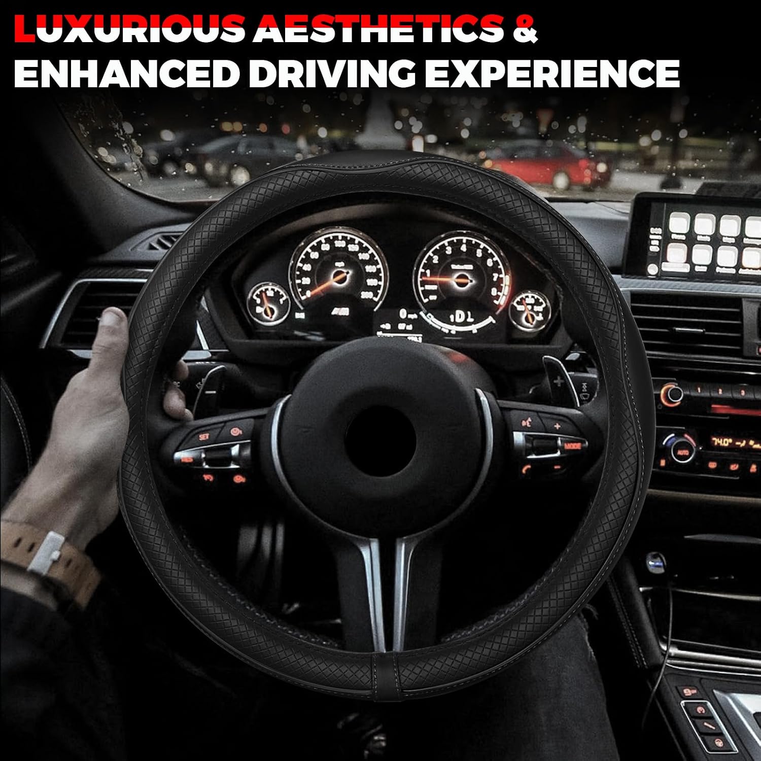 Ouzorp Microfiber Leather Steering Wheel Cover - Packaging
