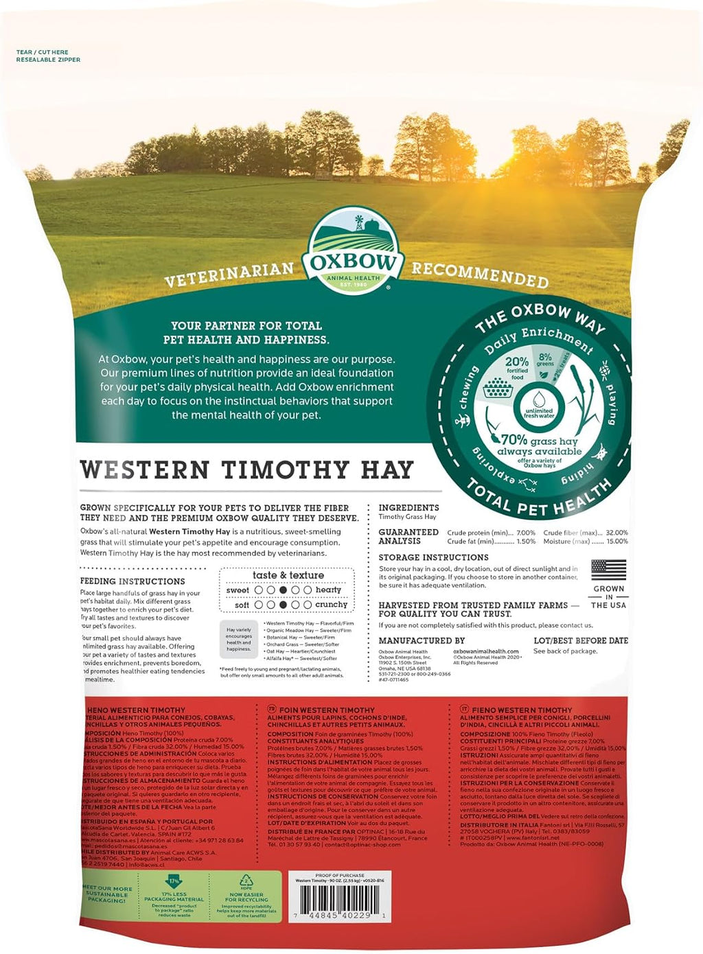 Oxbow Western Timothy Hay for Small Pets, 90oz - Detail view