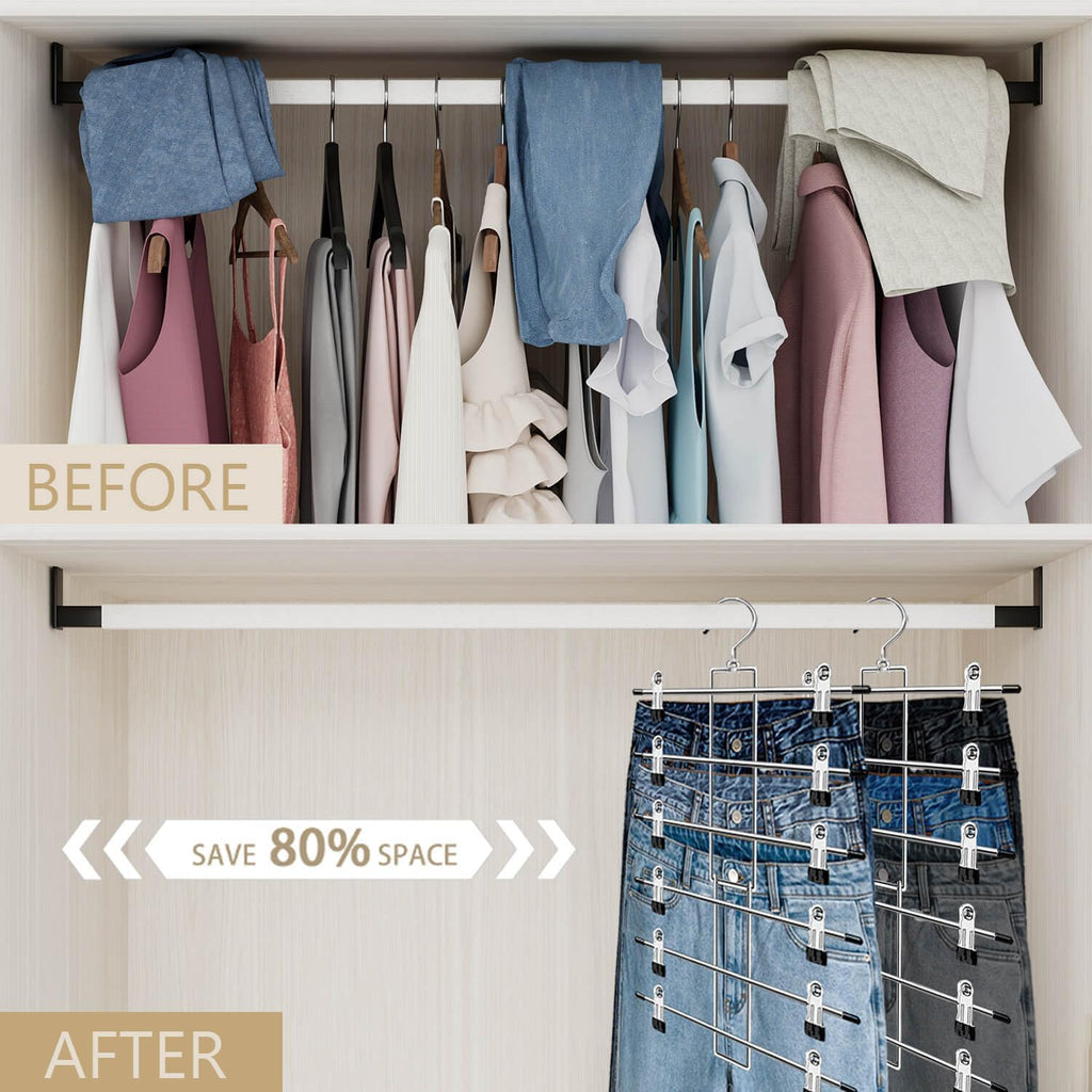 Lumigens 6 Tier Pants Hangers with Clips - Detail view