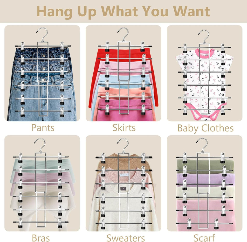 Lumigens 6 Tier Pants Hangers with Clips - Close-up