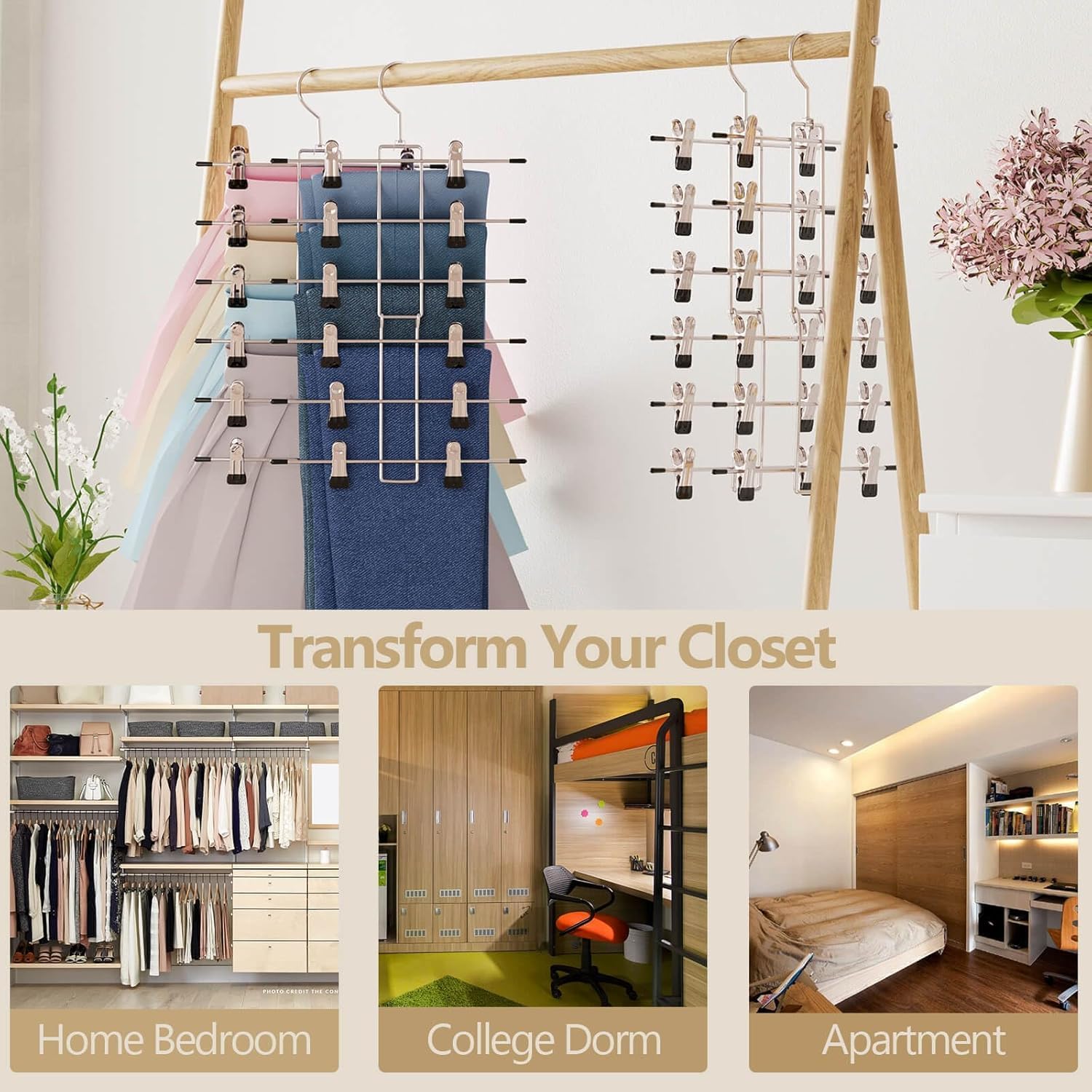 Lumigens 6 Tier Pants Hangers with Clips - Size reference