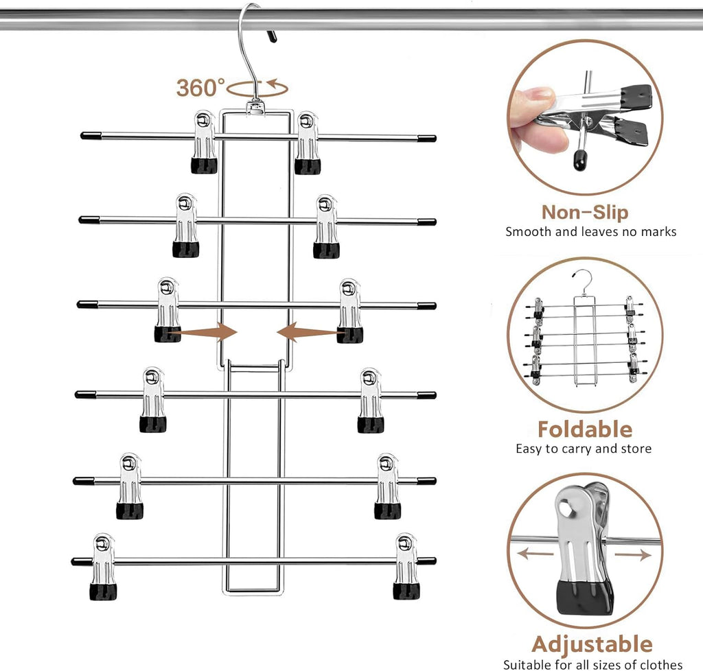 Lumigens 6 Tier Pants Hangers with Clips - In use