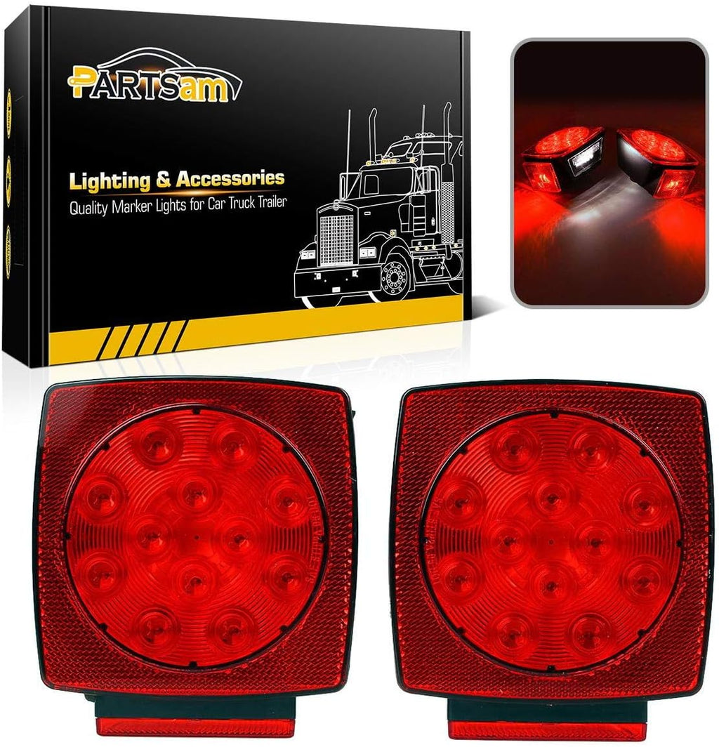 Partsam 12V Square LED Trailer Light, IP68