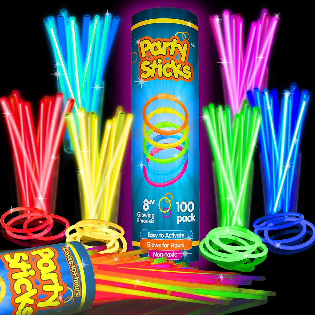 PartySticks Glow Sticks, 100 Pack, 8 Inch