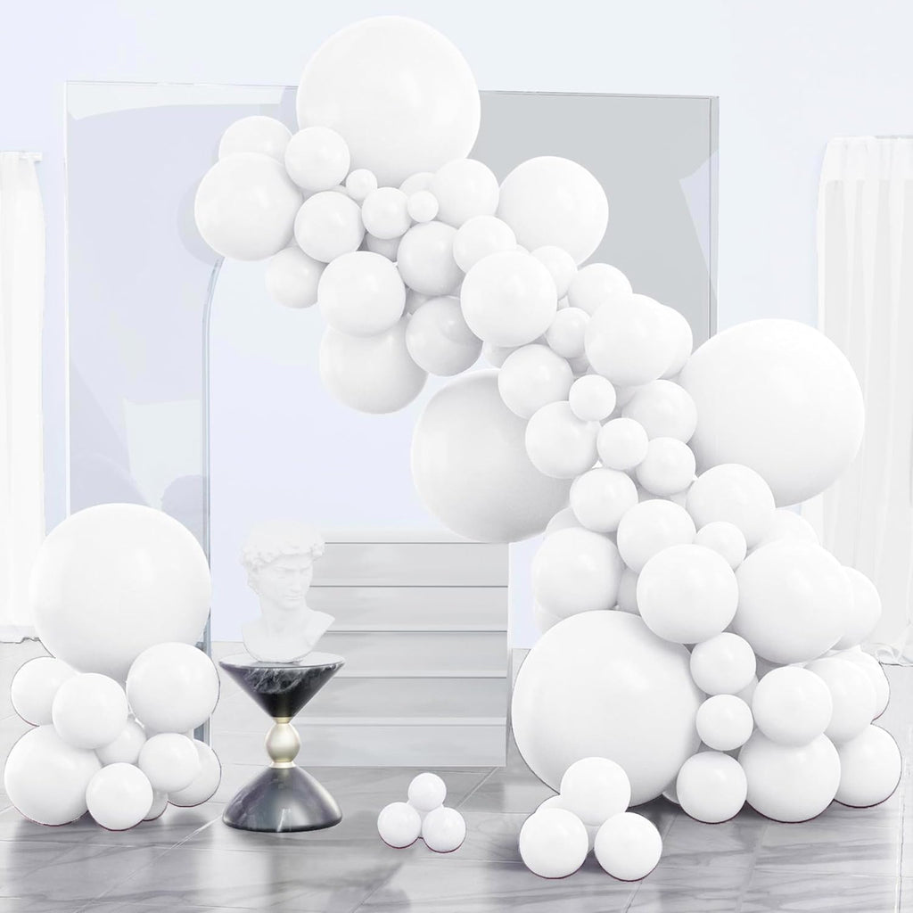 PartyWoo White Balloon Arch Garland Kit, 140 Pcs
