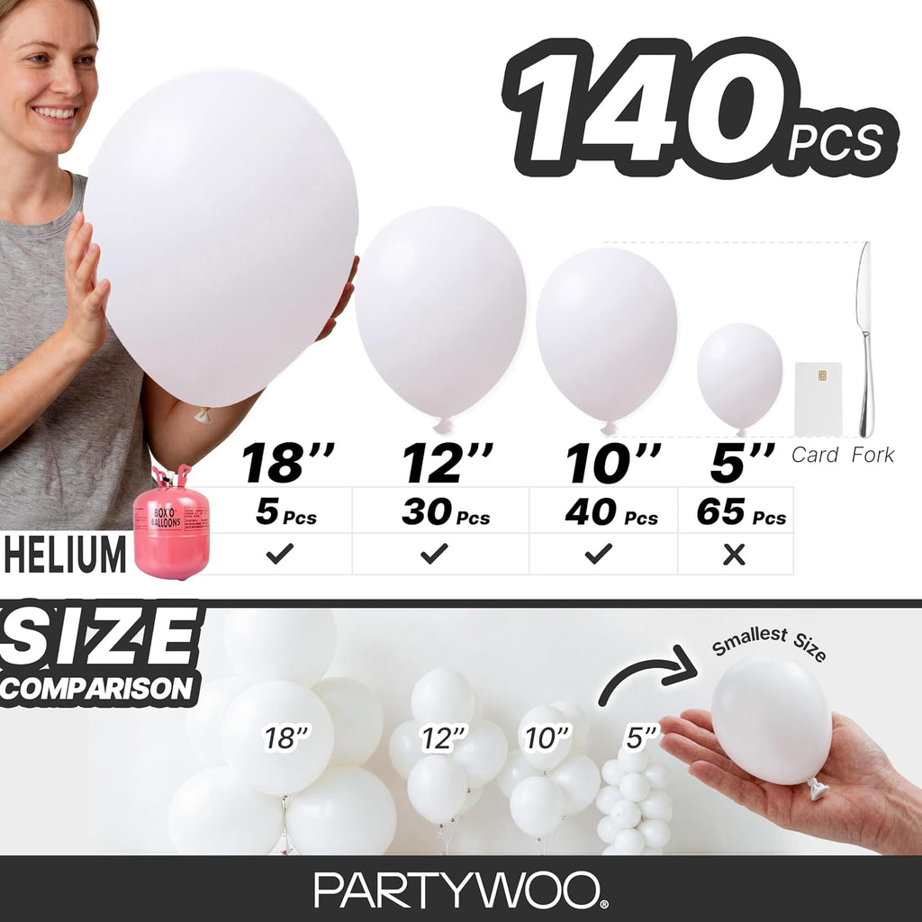 PartyWoo White Balloon Arch Garland Kit, 140 Pcs - In use