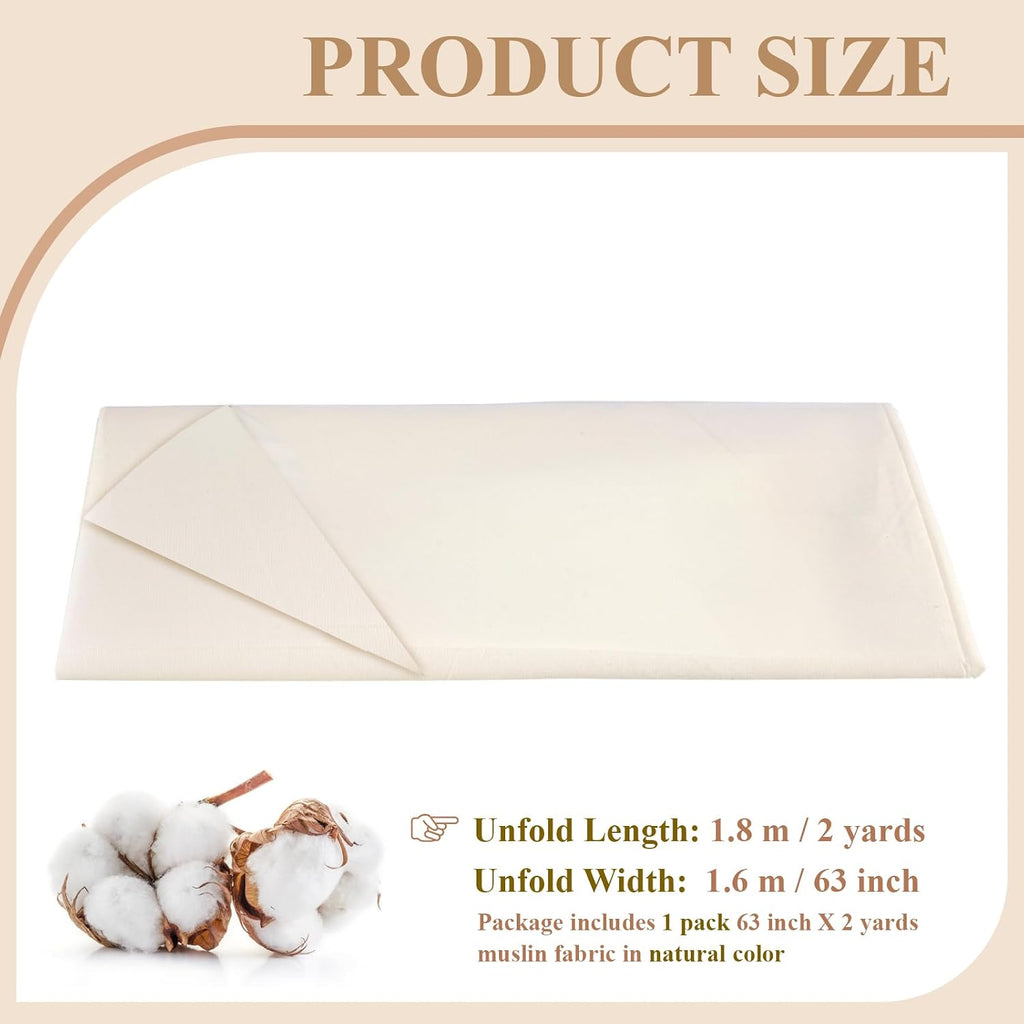 PEASUG Unbleached Cotton Muslin Fabric, 2 Yards - Detail view