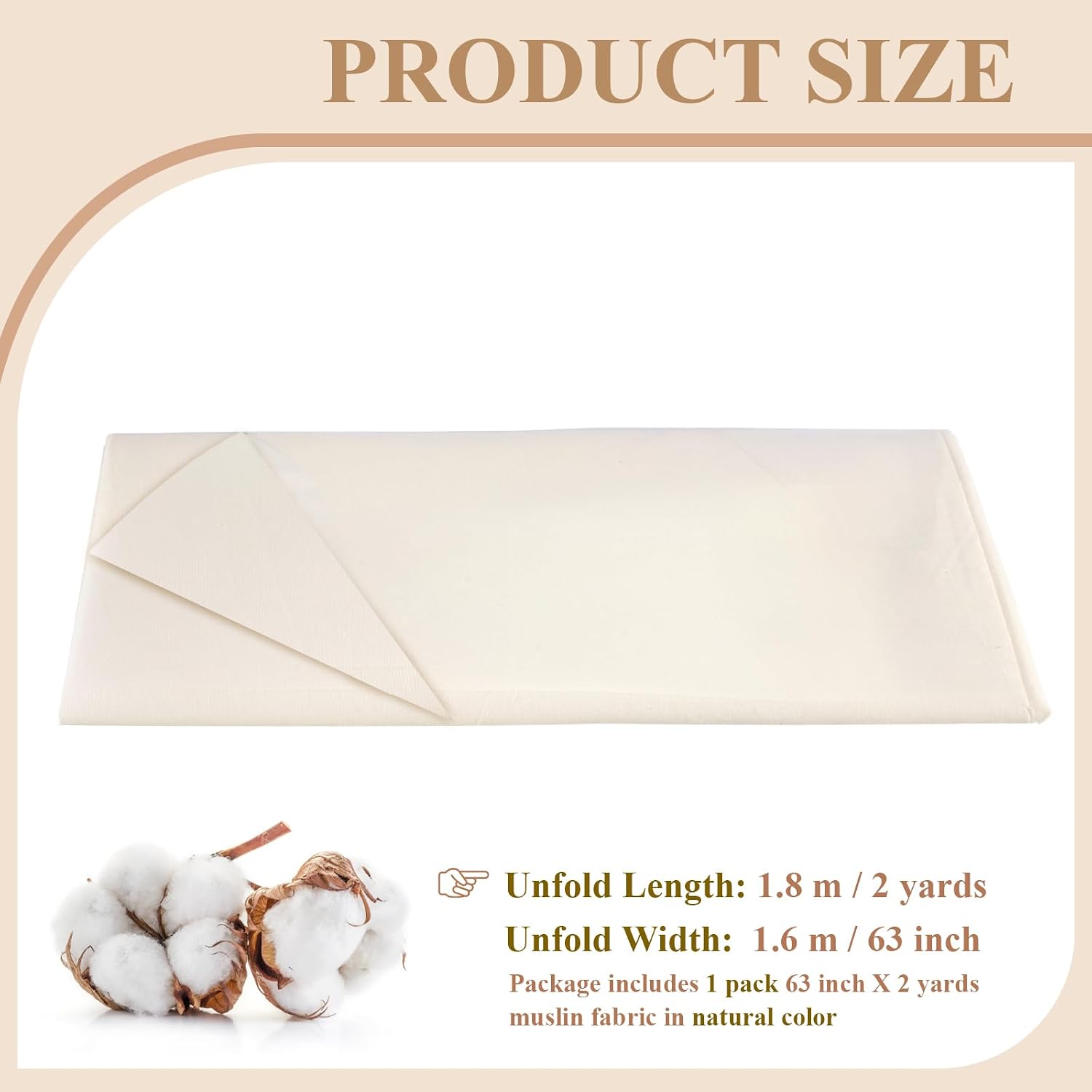 PEASUG Unbleached Cotton Muslin Fabric, 2 Yards - Detail view