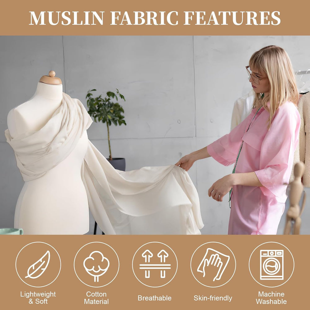 PEASUG Unbleached Cotton Muslin Fabric, 2 Yards - Close-up