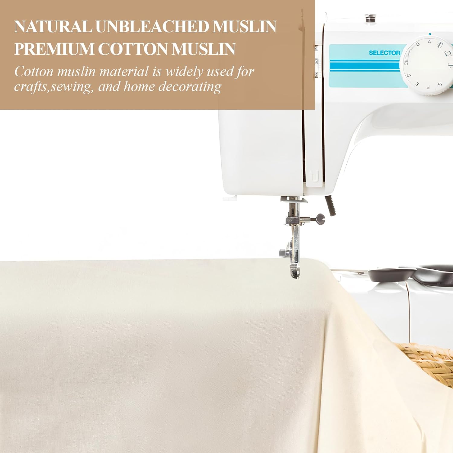PEASUG Unbleached Cotton Muslin Fabric, 2 Yards - Size reference