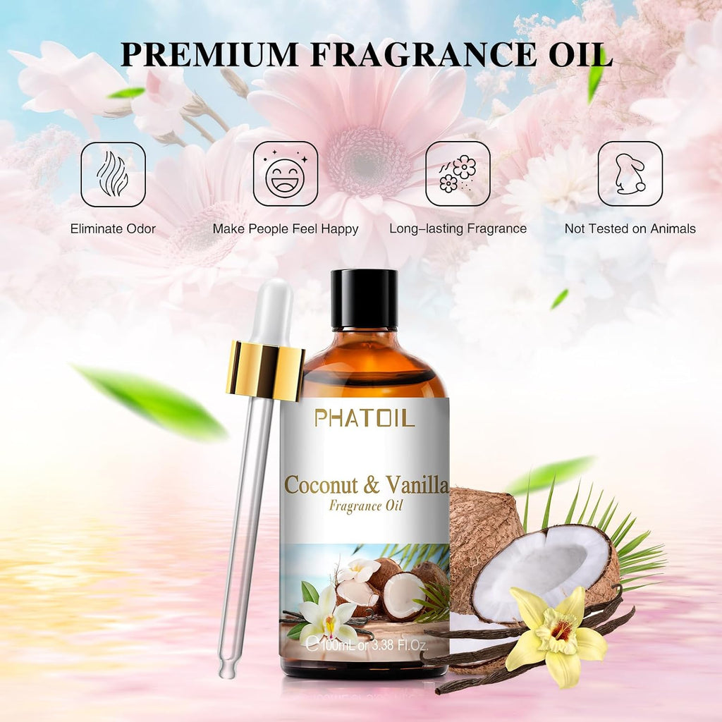 PHATOIL Coconut and Vanilla Fragrance Oil, 3.38 oz - Alternate angle
