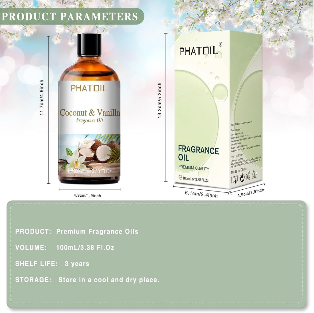 PHATOIL Coconut and Vanilla Fragrance Oil, 3.38 oz - In use