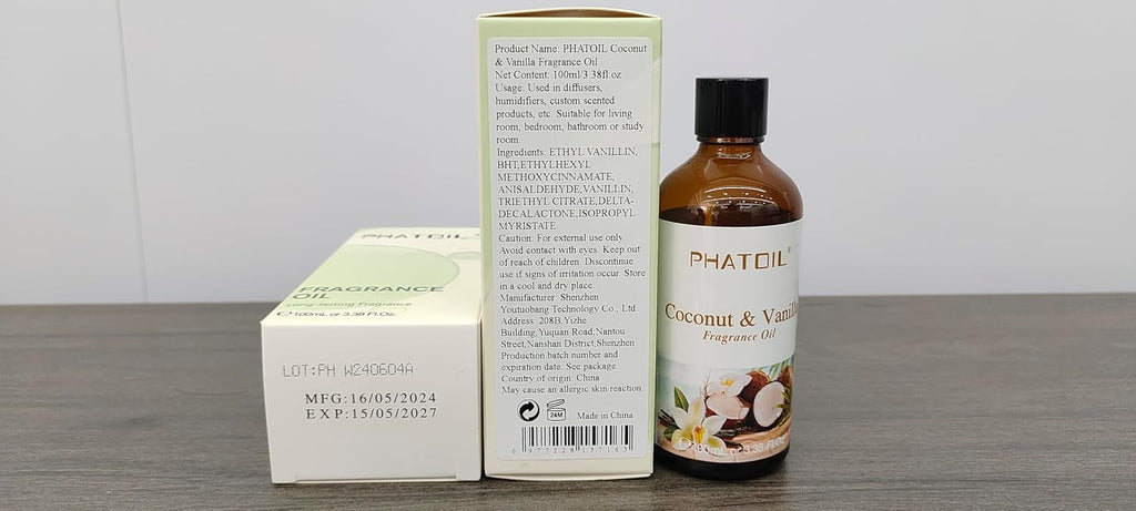 PHATOIL Coconut and Vanilla Fragrance Oil, 3.38 oz - Additional view
