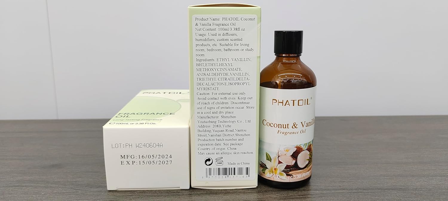 PHATOIL Coconut and Vanilla Fragrance Oil, 3.38 oz - Additional view