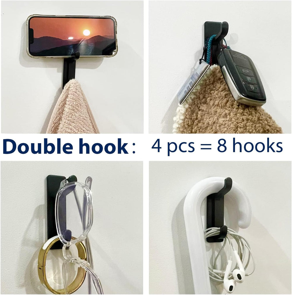 pickpiff Adhesive Wall Hooks, Black, 4 Pack - Alternate angle