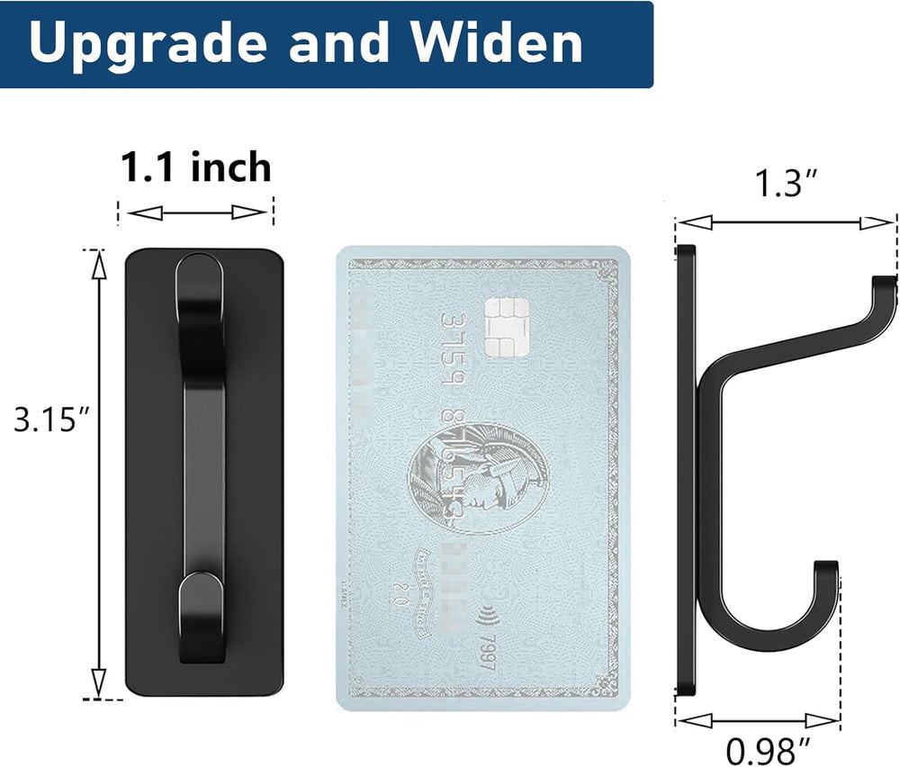 pickpiff Adhesive Wall Hooks, Black, 4 Pack - Close-up