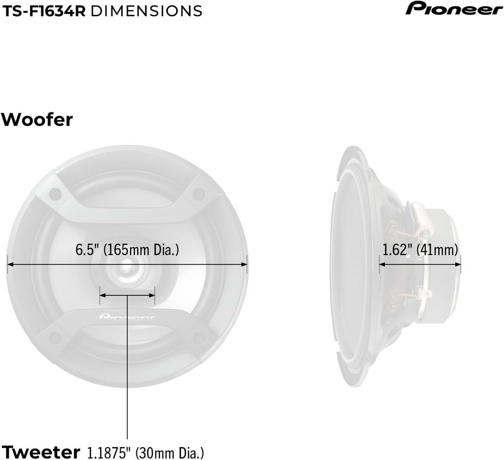 Pioneer TS-F1634R 6.5 Inch 2-Way Speakers Pair - In use