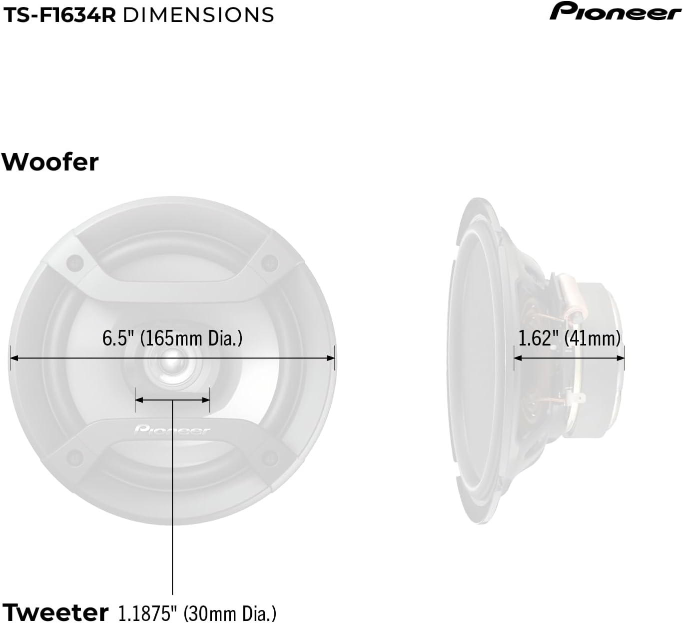 Pioneer TS-F1634R 6.5 Inch 2-Way Speakers Pair - In use