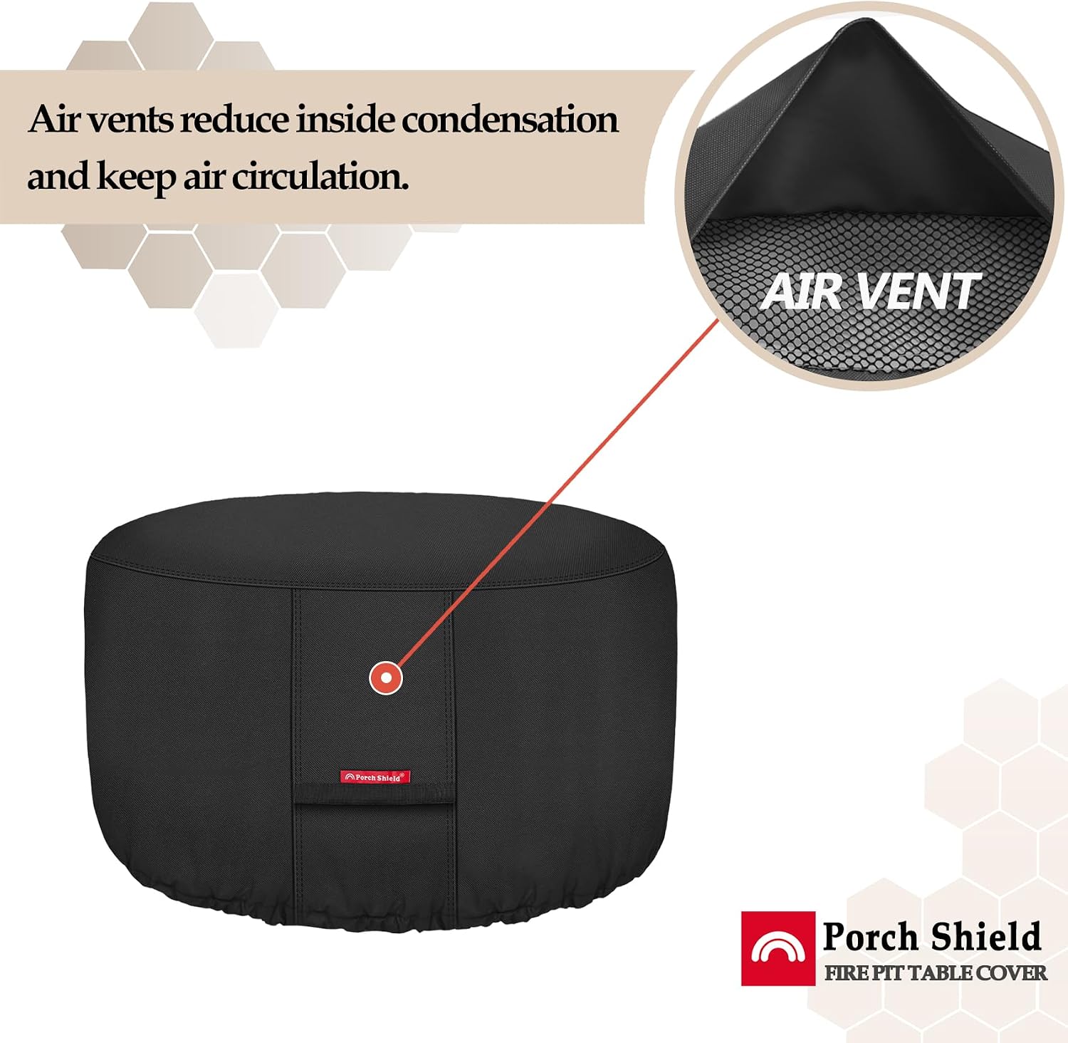 Porch Shield Fire Pit Cover, 36 Inch, Black - Packaging