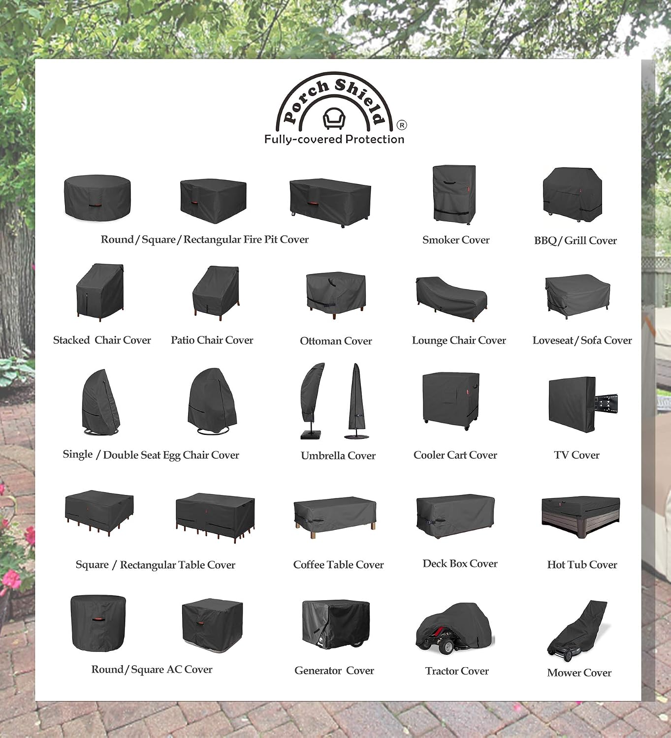 Porch Shield Fire Pit Cover, 36 Inch, Black - Additional view