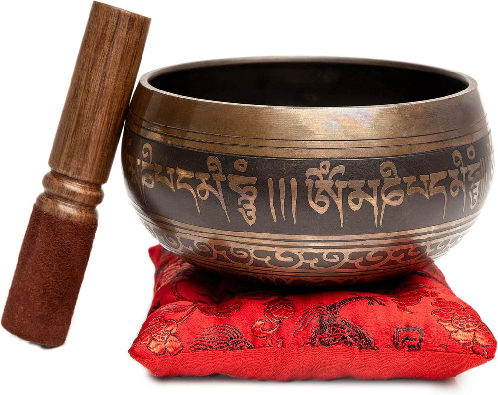 Himalayan Bazaar Tibetan Singing Bowl Set - In use