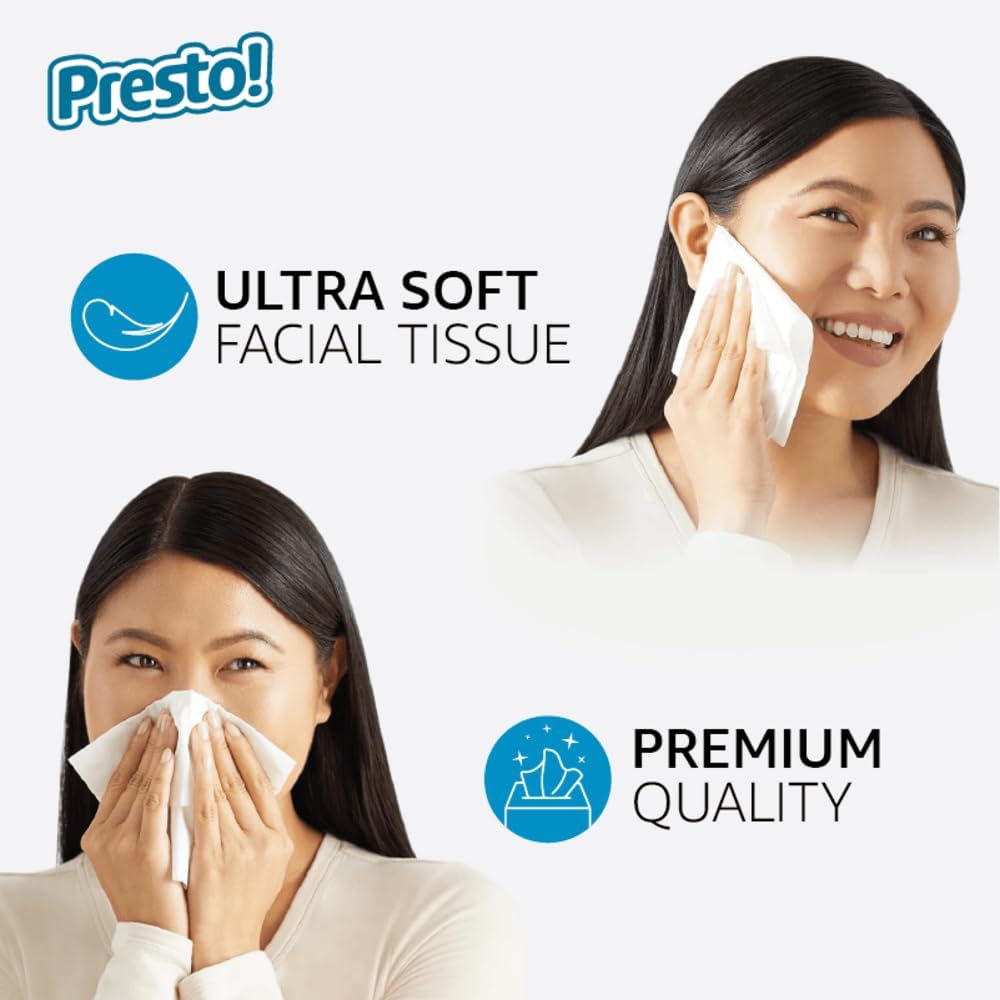 Presto! 3-Ply Facial Tissues, 264 Count - Size reference