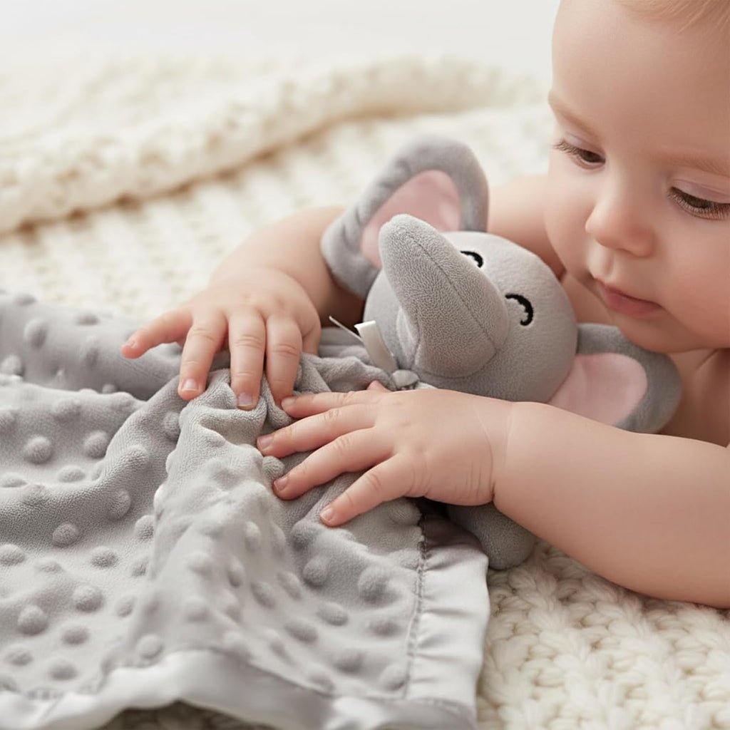 Elephant Security Blanket, Plush Lovey - Close-up