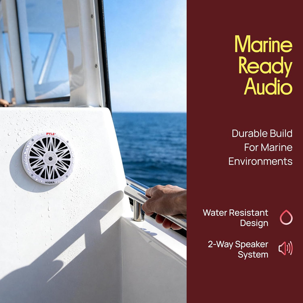 Pyle 6.5 Inch Dual Marine Speakers, 200W - Alternate angle
