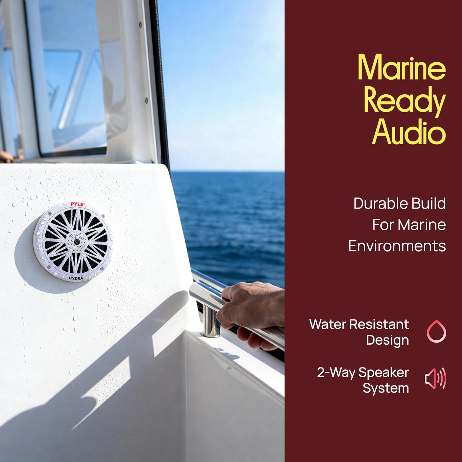 Pyle 6.5 Inch Dual Marine Speakers, 200W - Alternate angle