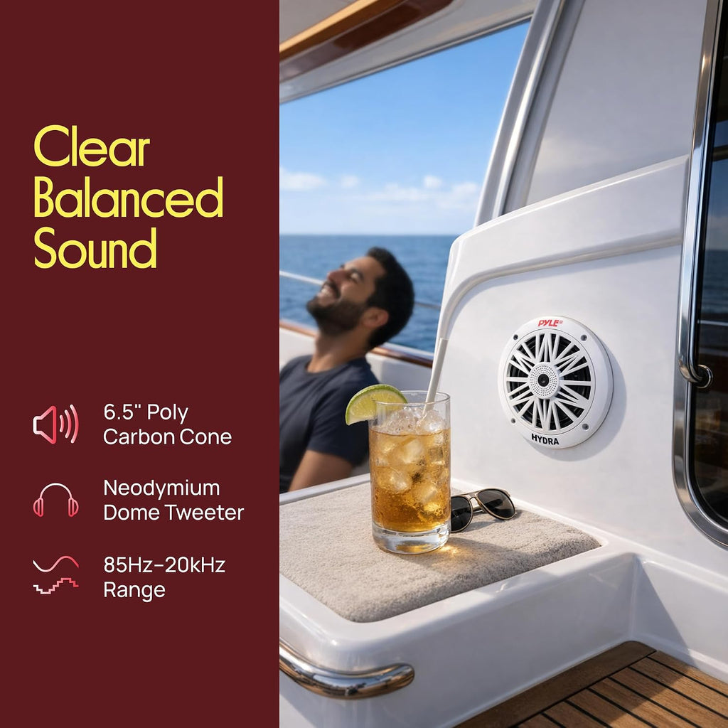 Pyle 6.5 Inch Dual Marine Speakers, 200W - Close-up