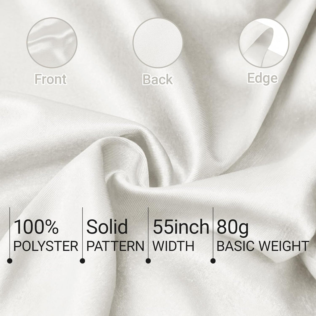 Q&J Beige Satin Fabric by the Yard, 55 Inch Wide - Detail view
