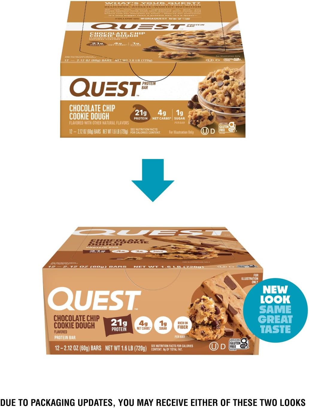 Quest Chocolate Chip Cookie Dough Protein Bars - Detail view