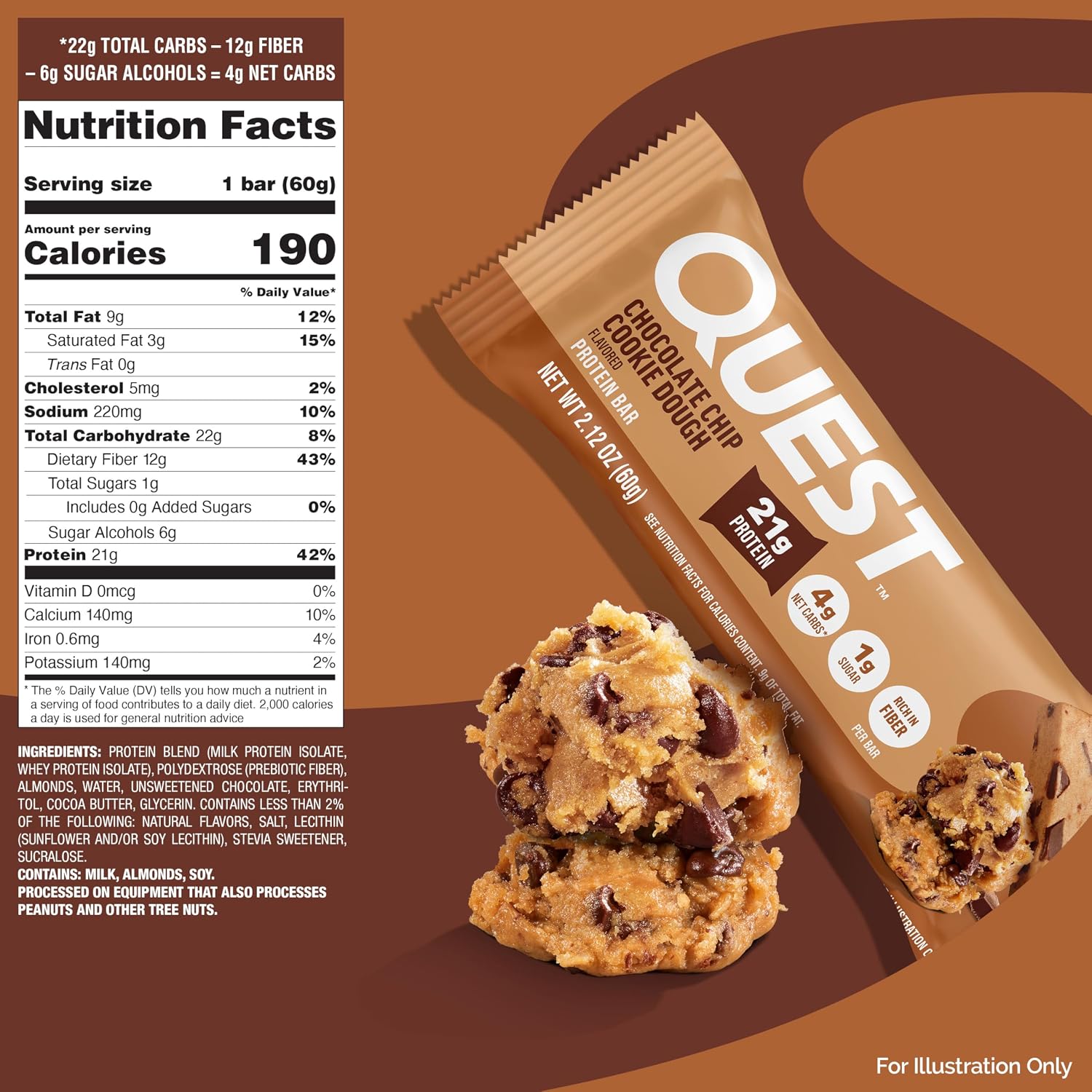 Quest Chocolate Chip Cookie Dough Protein Bars - Packaging