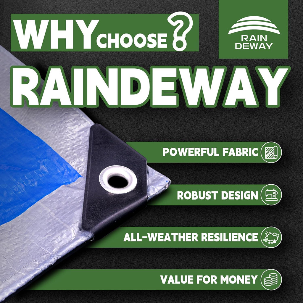 Raindeway Waterproof Poly Tarp, 8x10 Ft, 5.5 Mil - Detail view