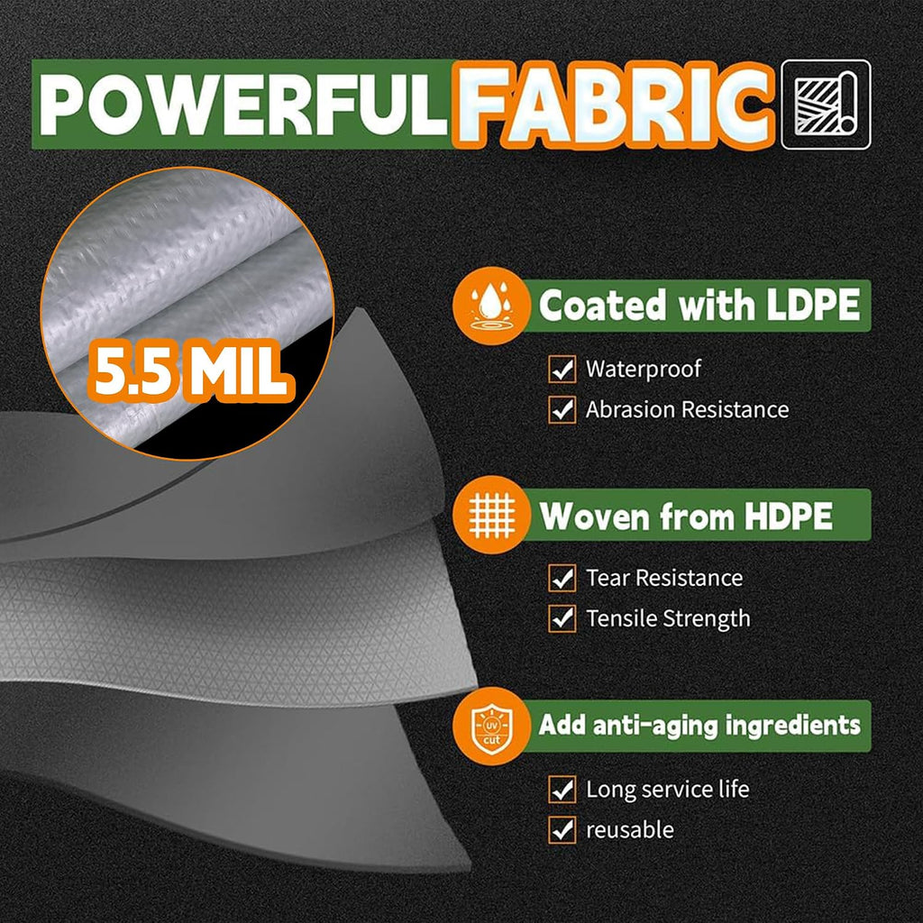 Raindeway Waterproof Poly Tarp, 8x10 Ft, 5.5 Mil - Alternate angle