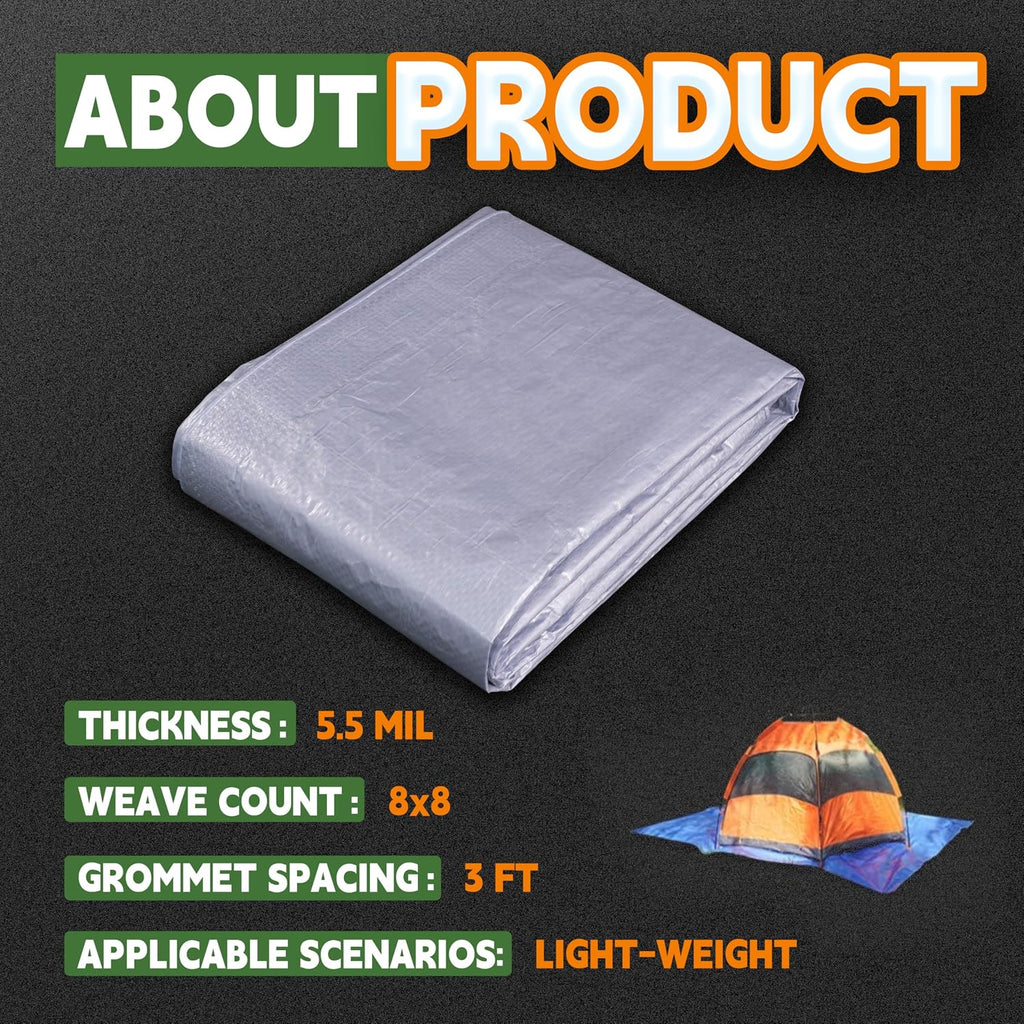 Raindeway Waterproof Poly Tarp, 8x10 Ft, 5.5 Mil - Packaging