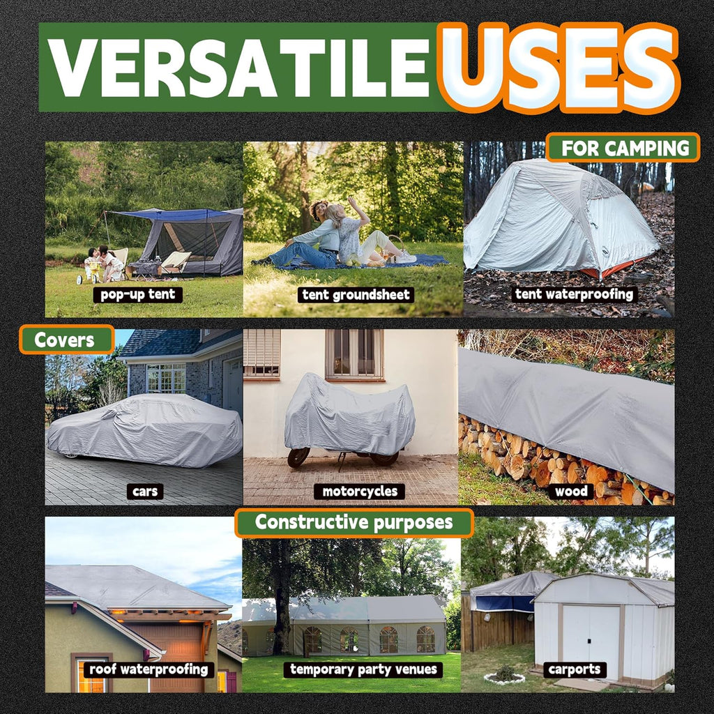 Raindeway Waterproof Poly Tarp, 8x10 Ft, 5.5 Mil - Additional view