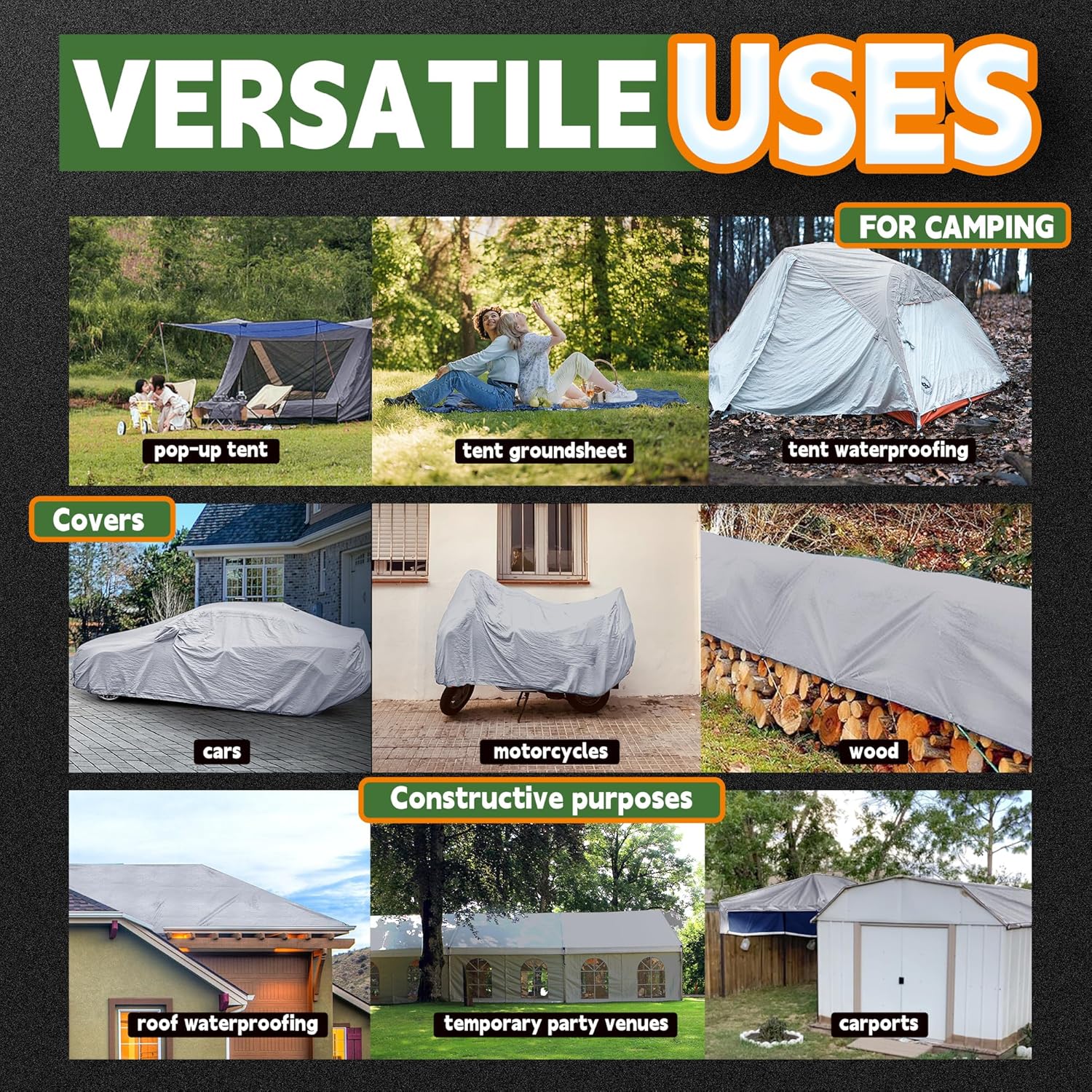 Raindeway Waterproof Poly Tarp, 8x10 Ft, 5.5 Mil - Additional view