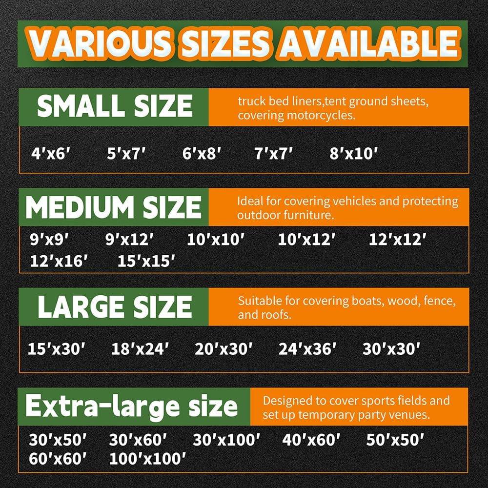 Raindeway Waterproof Poly Tarp, 8x10 Ft, 5.5 Mil - Feature highlight