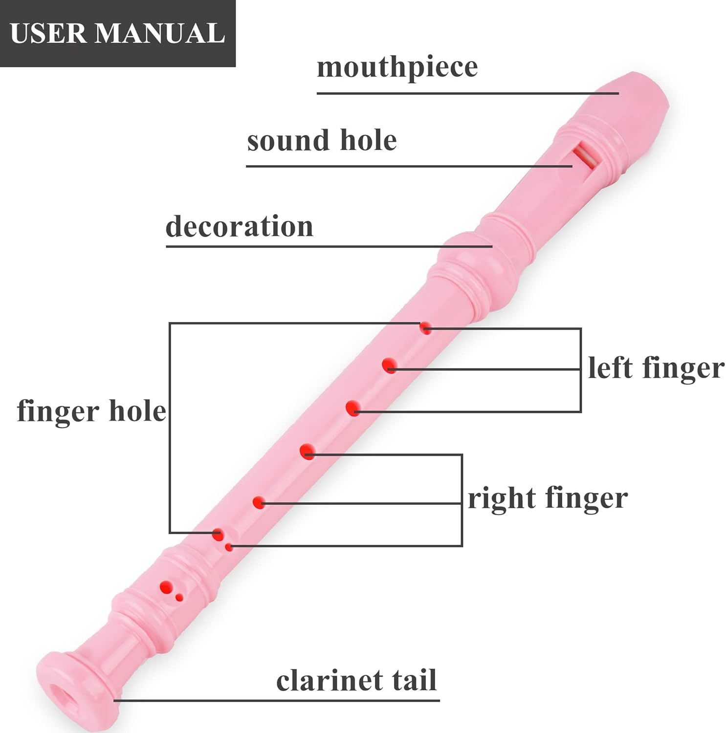 Jasenna Soprano Descant Recorder for Beginners - Size reference