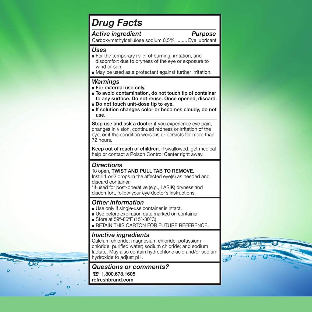 Refresh Plus Eye Drops, 70 Single Use Vials - Size reference