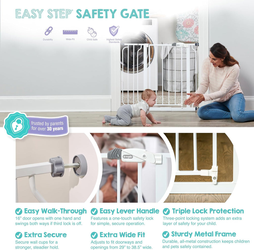 Regalo Easy Step Baby Gate, 29-38.5 In - Close-up