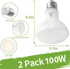 Reptile Heat Lamp Bulbs, 100W, 2 Pack - Size reference