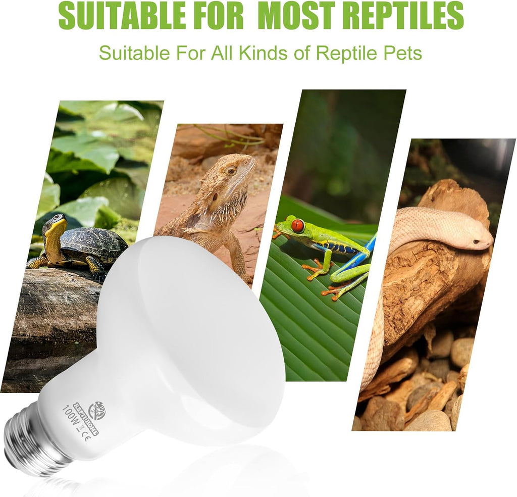 Reptile Heat Lamp Bulbs, 100W, 2 Pack - In use