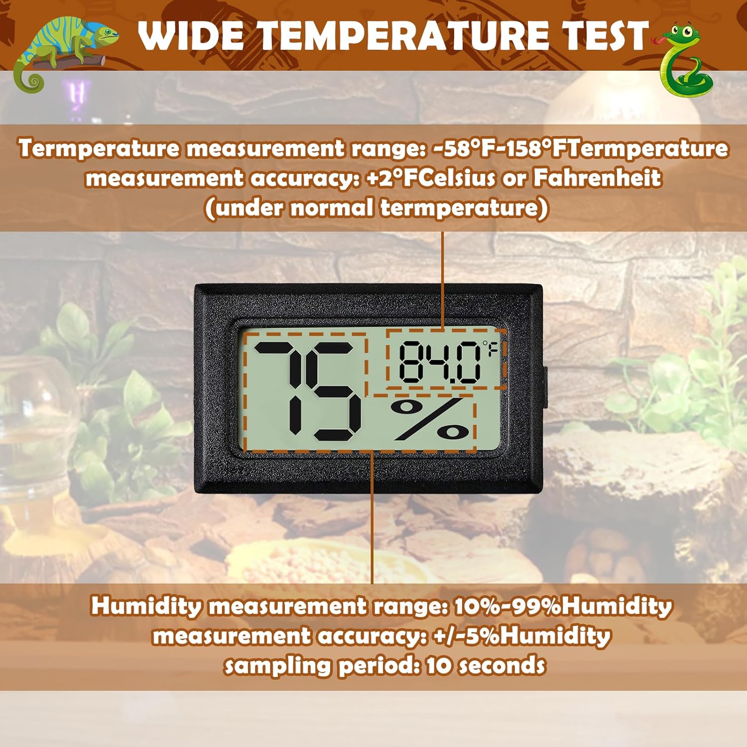 Digital Reptile Thermometer & Humidity Gauge 2-Pack - Detail view