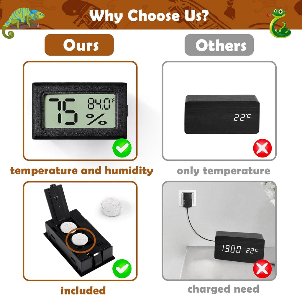 Digital Reptile Thermometer & Humidity Gauge 2-Pack - Alternate angle