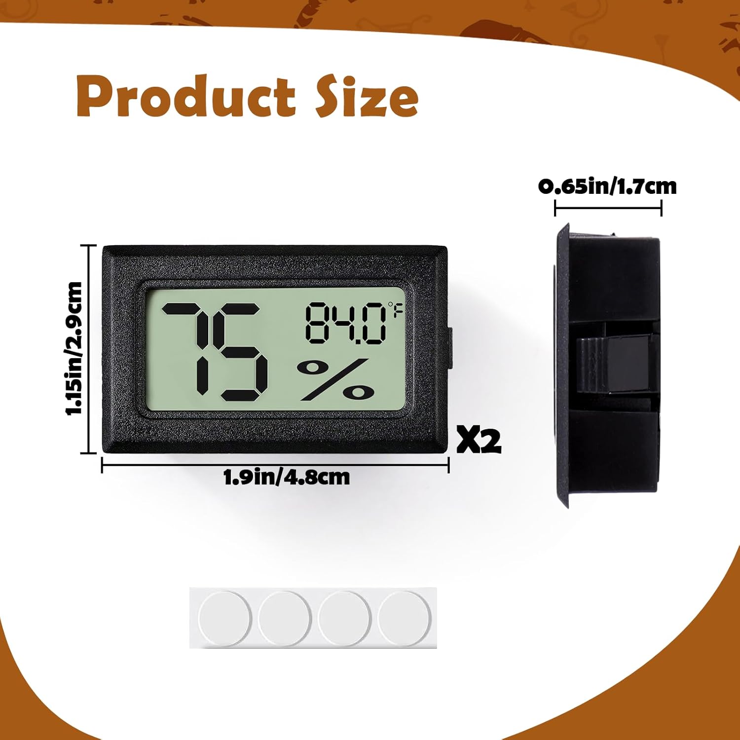 Digital Reptile Thermometer & Humidity Gauge 2-Pack - In use